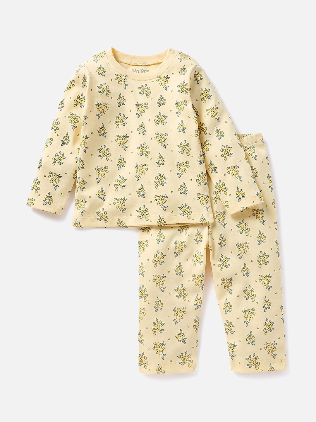 

Juniors by Babyshop Girls Printed Pure Cotton T-Shirt & Trousers Night Suits, Yellow