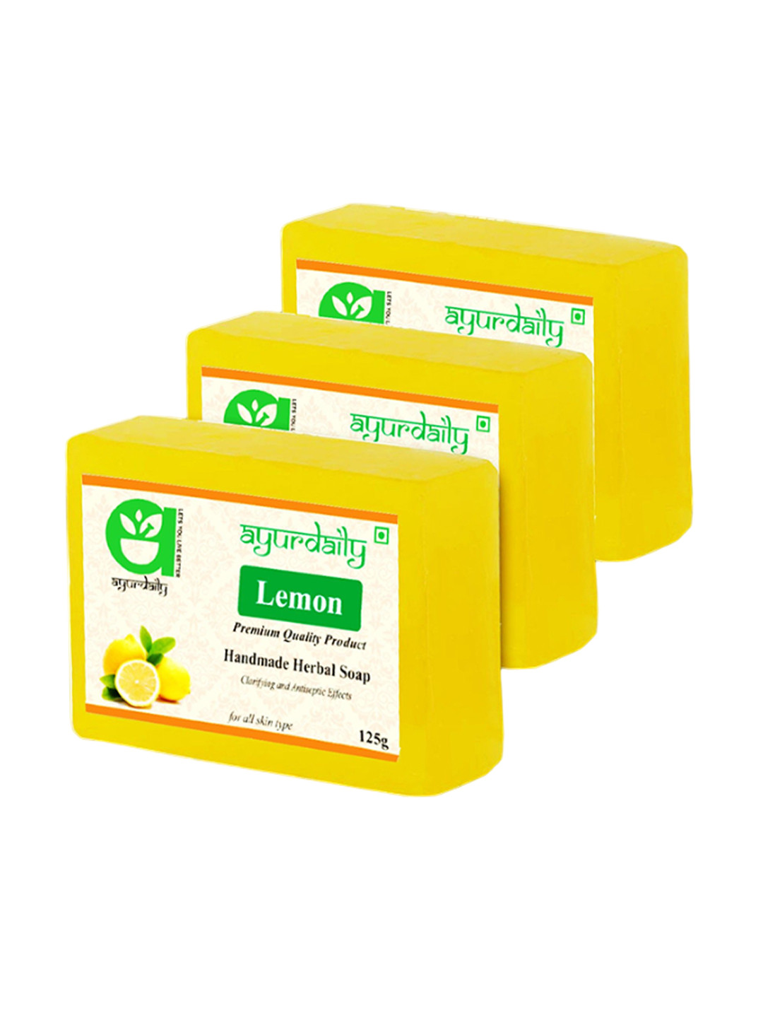 

Ayurdaily Set Of 3 Natural Lemon Bath Soap- 125 g Each, Multi
