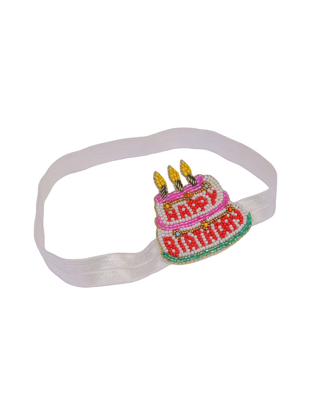 

Aye Candy Girls Chill Wrap Happy Birthday Beaded Bejewelled Headband, White