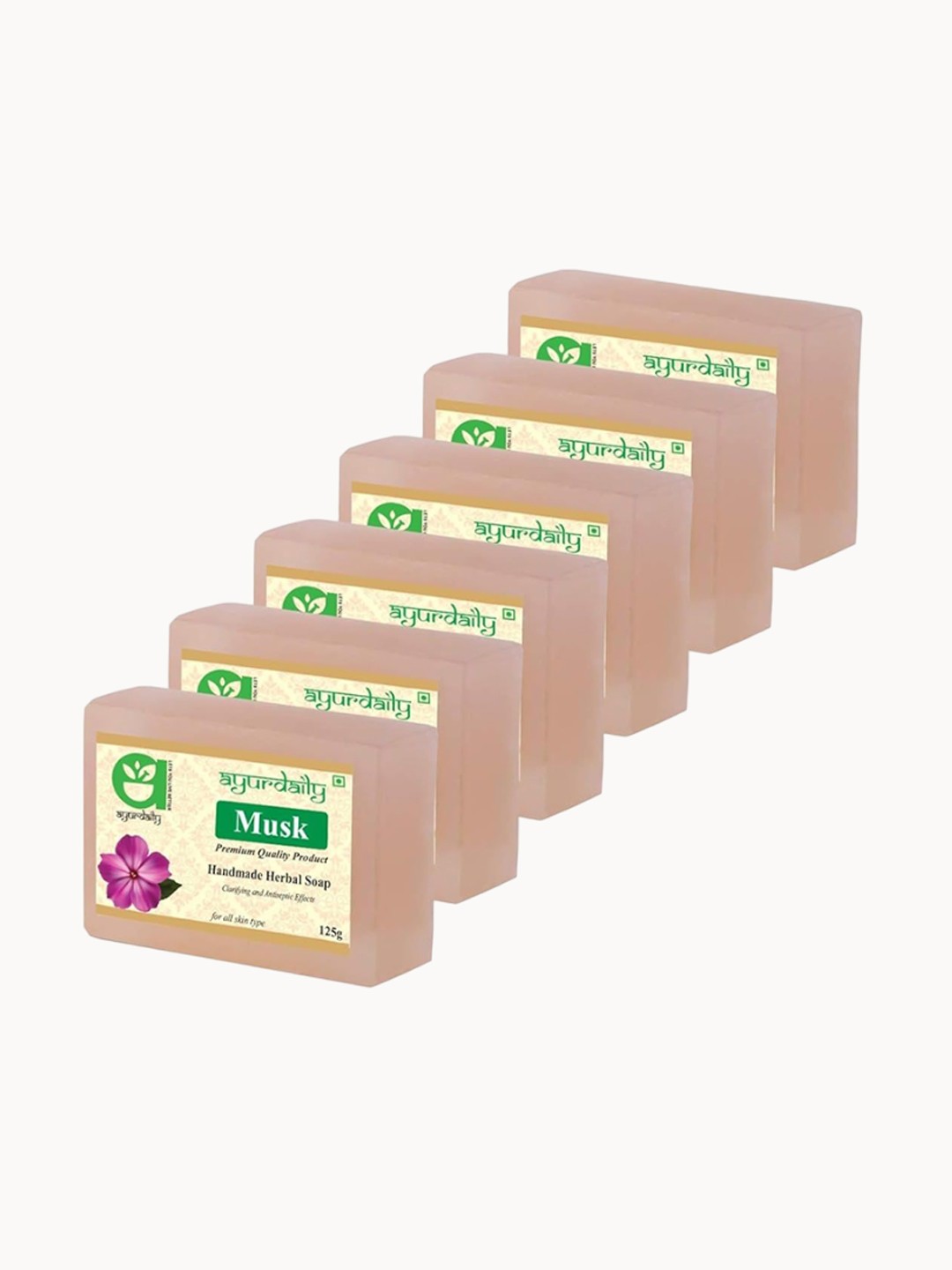 

Ayurdaily Set of 6 Natural Musk Soap - 125 g Each, White