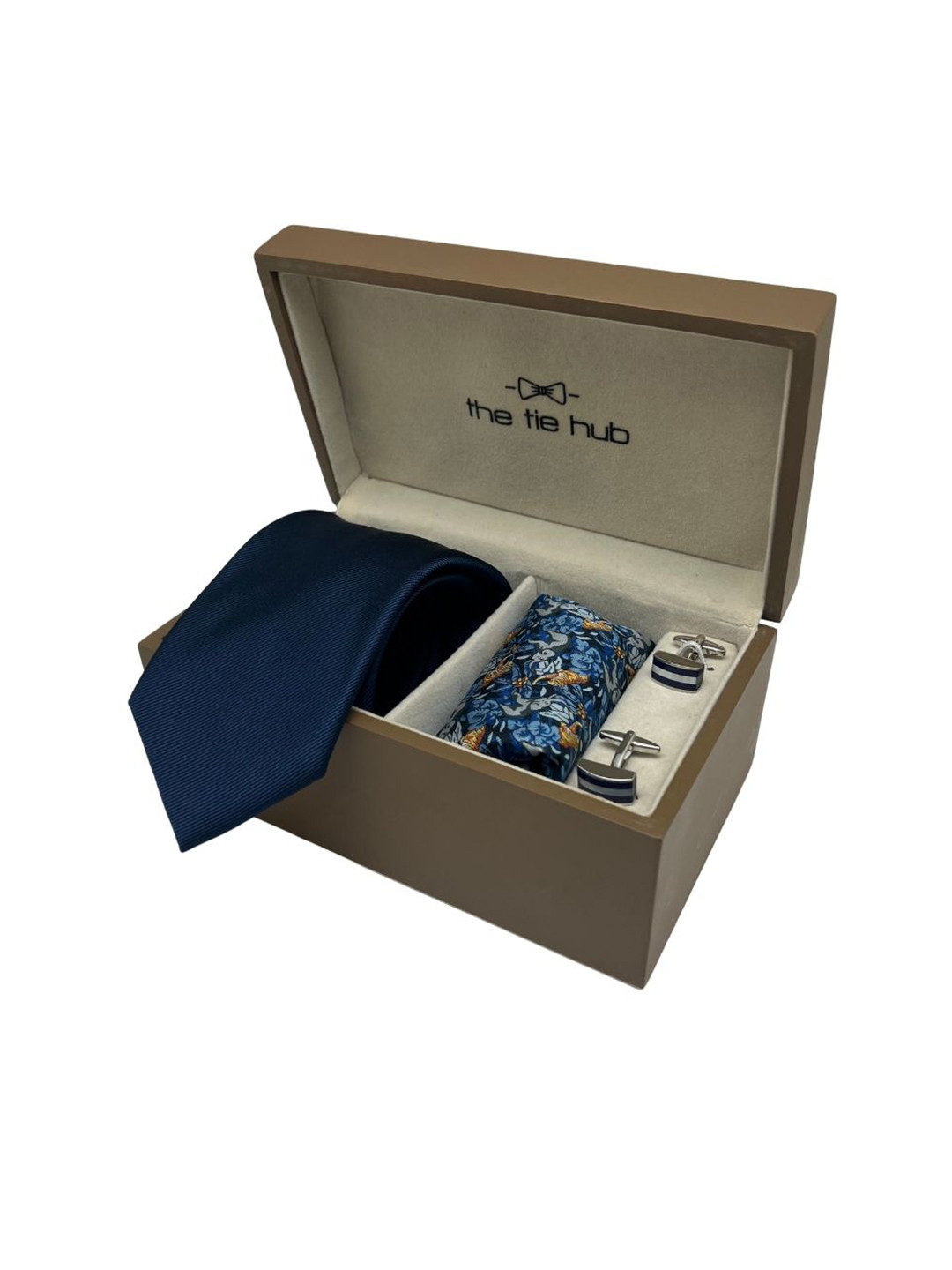 

The Tie Hub Men Tie Cufflinks Pocket Square Accessory Gift, Navy blue
