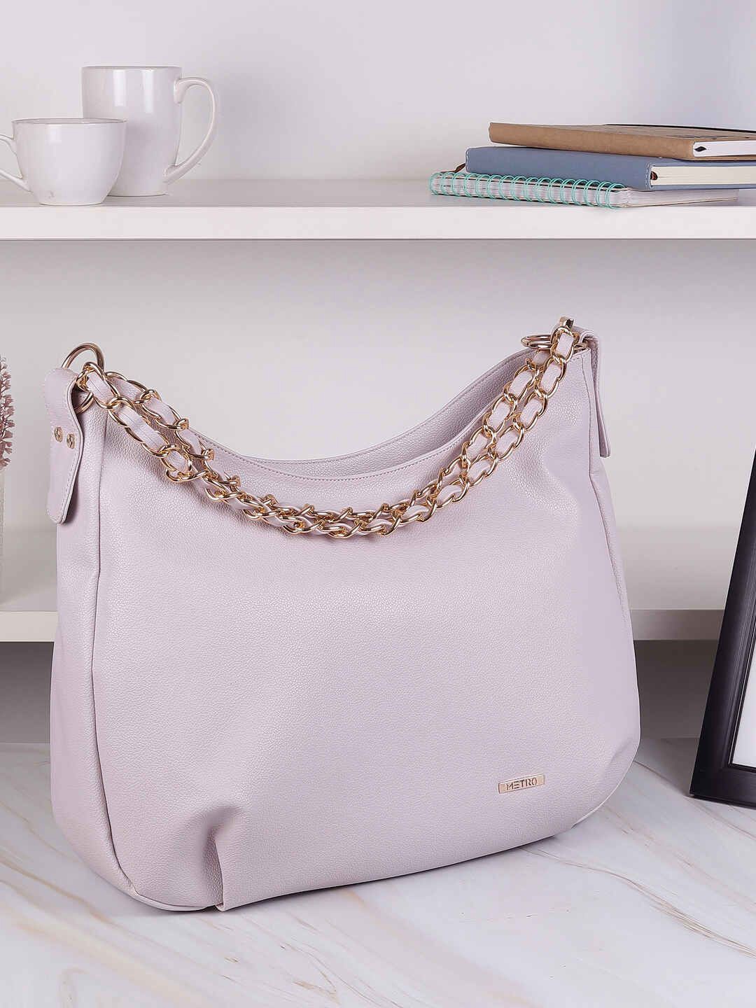

Metro Women Solid Structured Handheld Bag, Grey