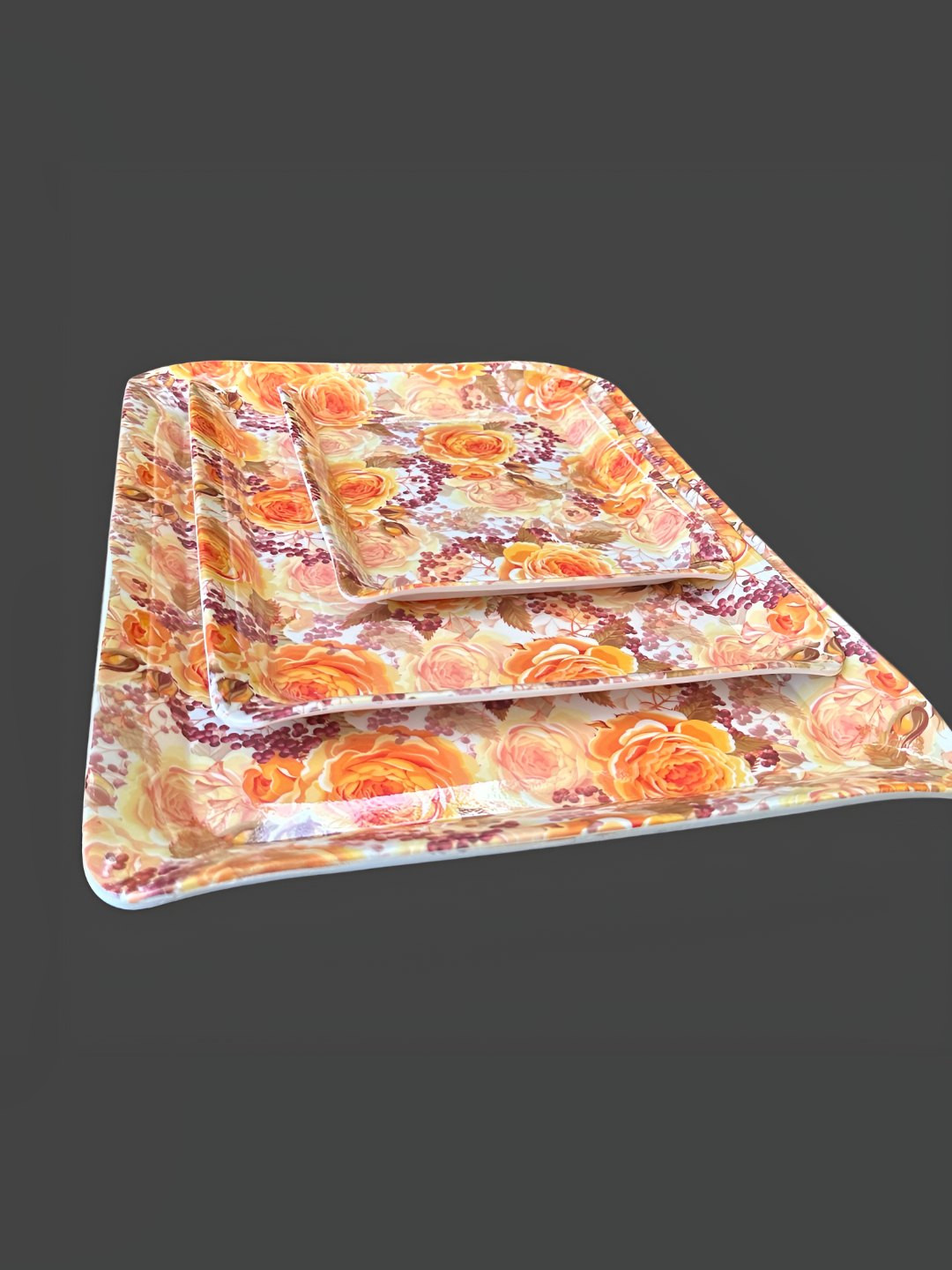 

Gallery99 Yellow 2024 Melamine 3 Pieces Microwave Safe Serving Tray