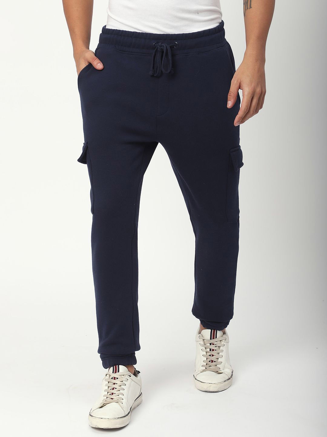 

R&B Men Mid-Rise Casual Joggers, Blue