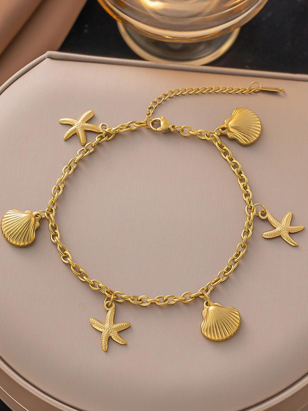 

MYKI Stainless Steel Gold-Plated Charm Bracelet