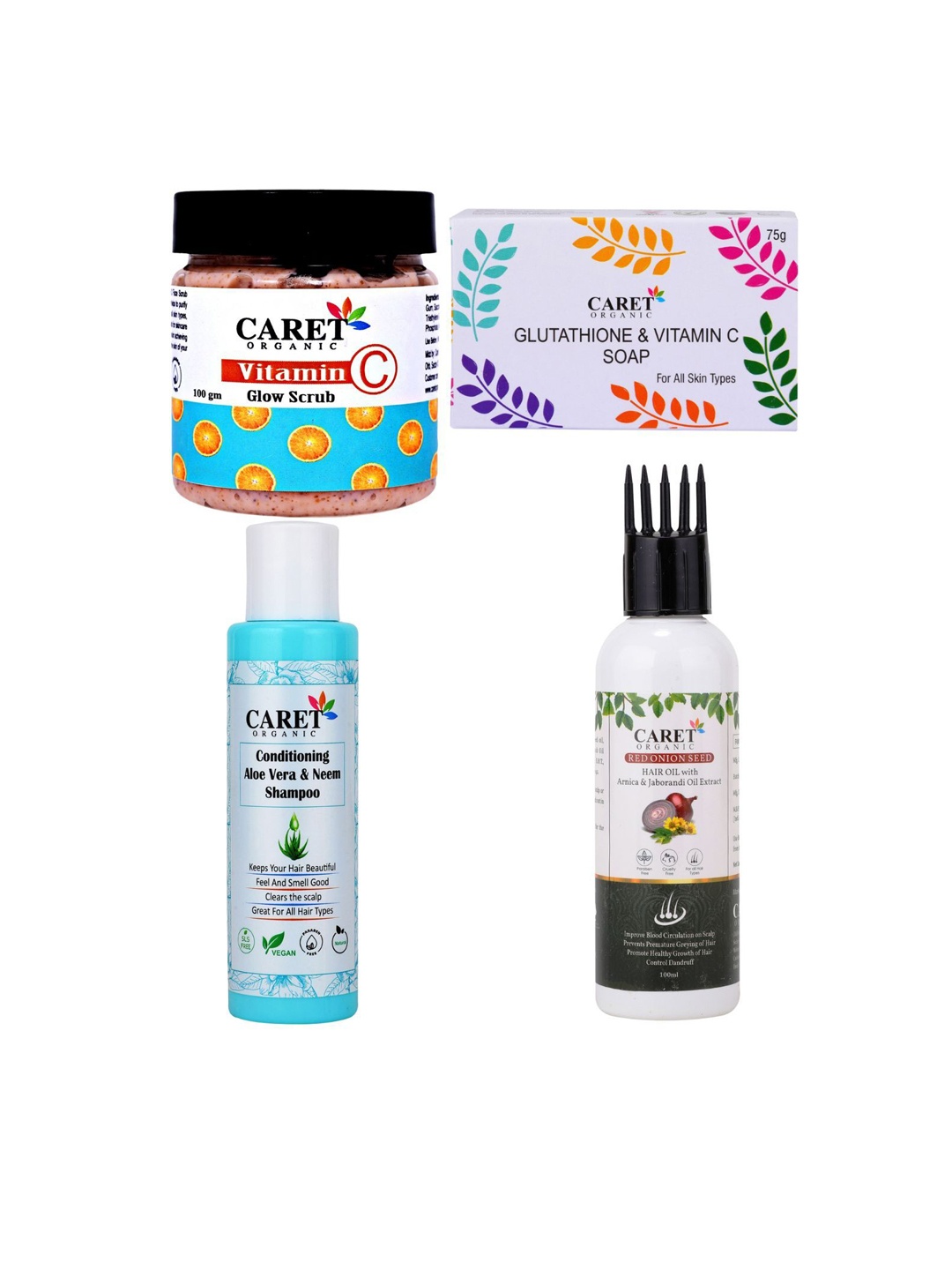 

CARET ORGANIC Set of 4 Bath and Body Combo, White
