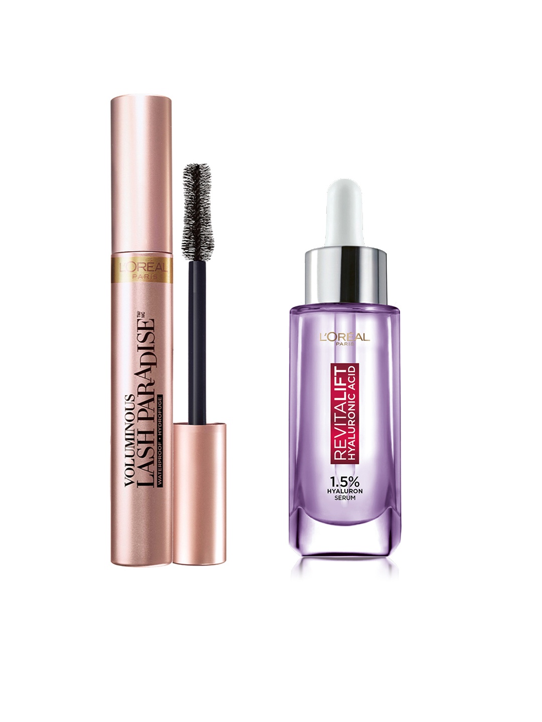 

LOreal Paris Revitalift Hyaluronic Acid Serum 15ml with Voluminous Lash Paradise Mascara, Blue