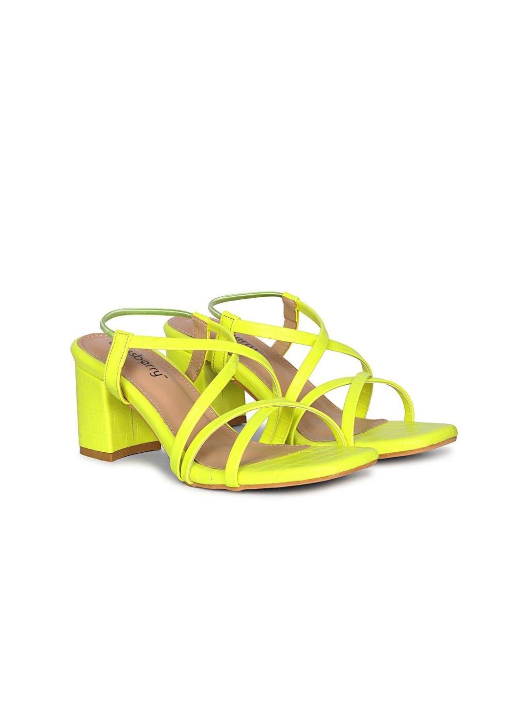 

DressBerry Women Textured Block Sandals with Bows, Green