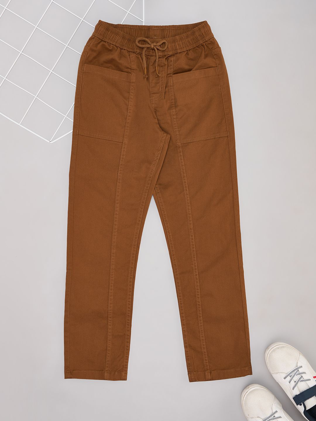 

Pantaloons Junior Boys Mid-Rise Regular Trousers, Rust