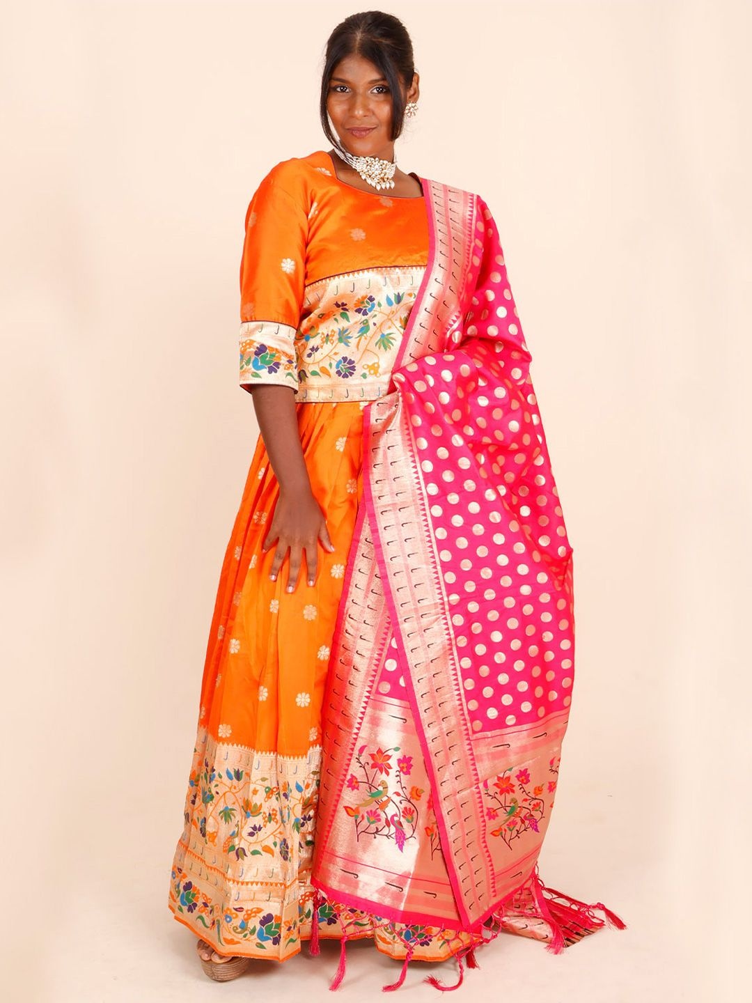 

Avishya Semi-Stitched Lehenga & Blouse With Dupatta, Orange