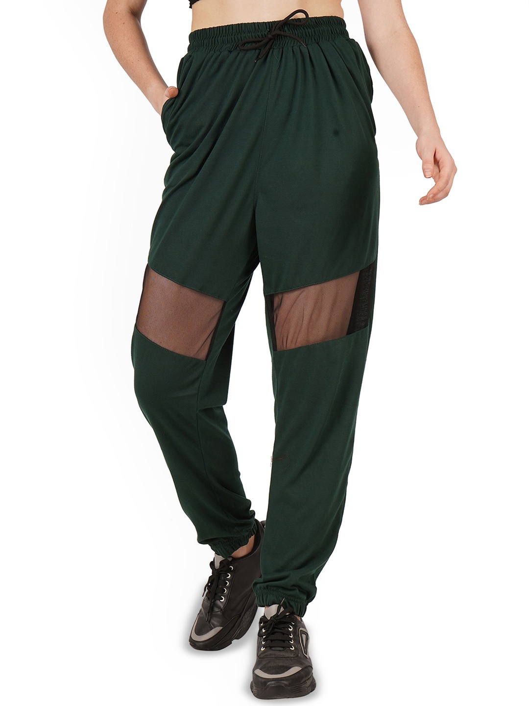 

Fashionable Women Cotton Mid-Rise Regular Fit Joggers, Green
