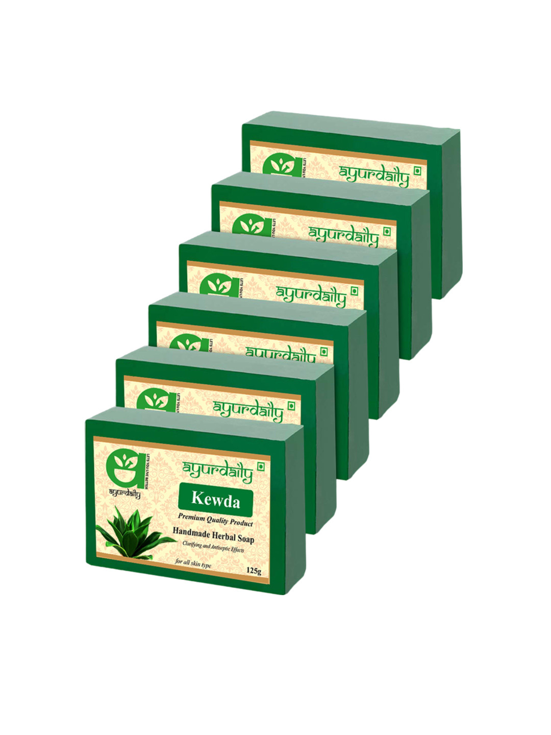 

Ayurdaily Set Of 6 Herbal Kewda Beauty Soap- 125 g Each, White