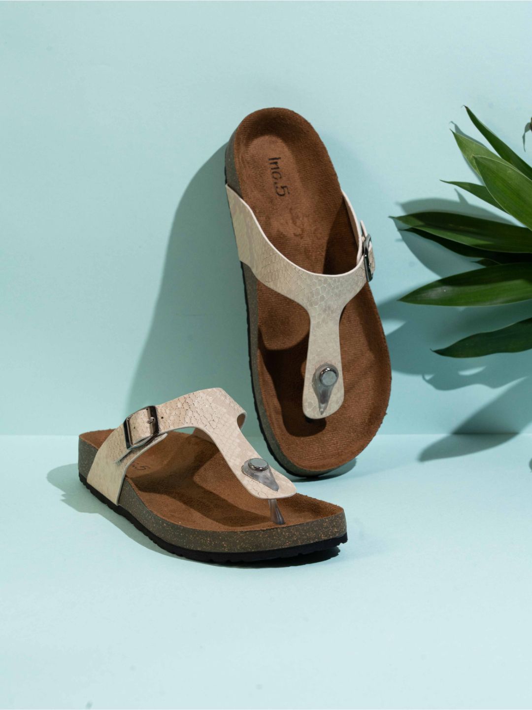 

Inc 5 Women Buckled Round Toe T-Strap Flats, Beige