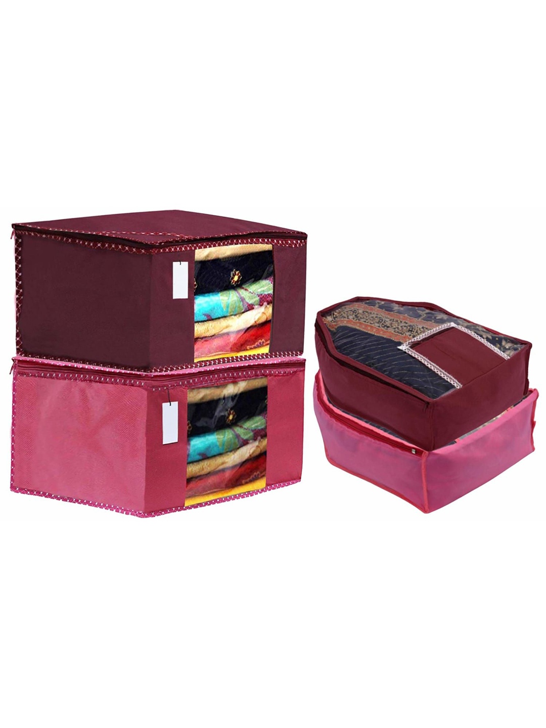 

Kuber Industries Pink 4 Pcs Saree Cover & Blouse Cover Organisers