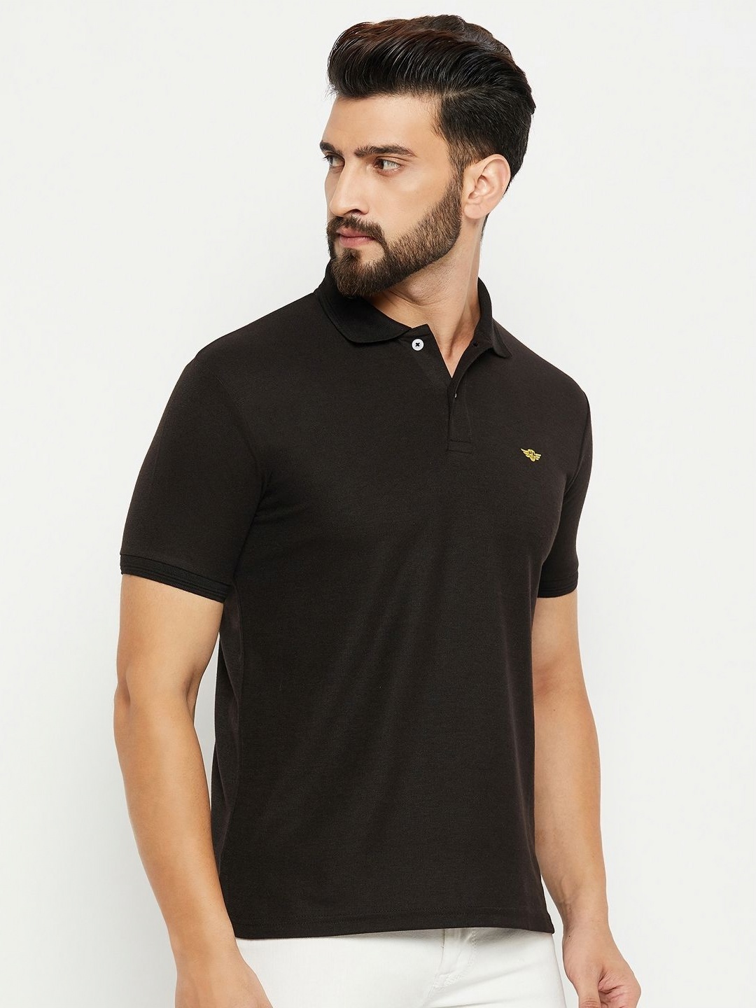 

GET GOLF Men Solid Polo Collar Cotton T-shirt, Black