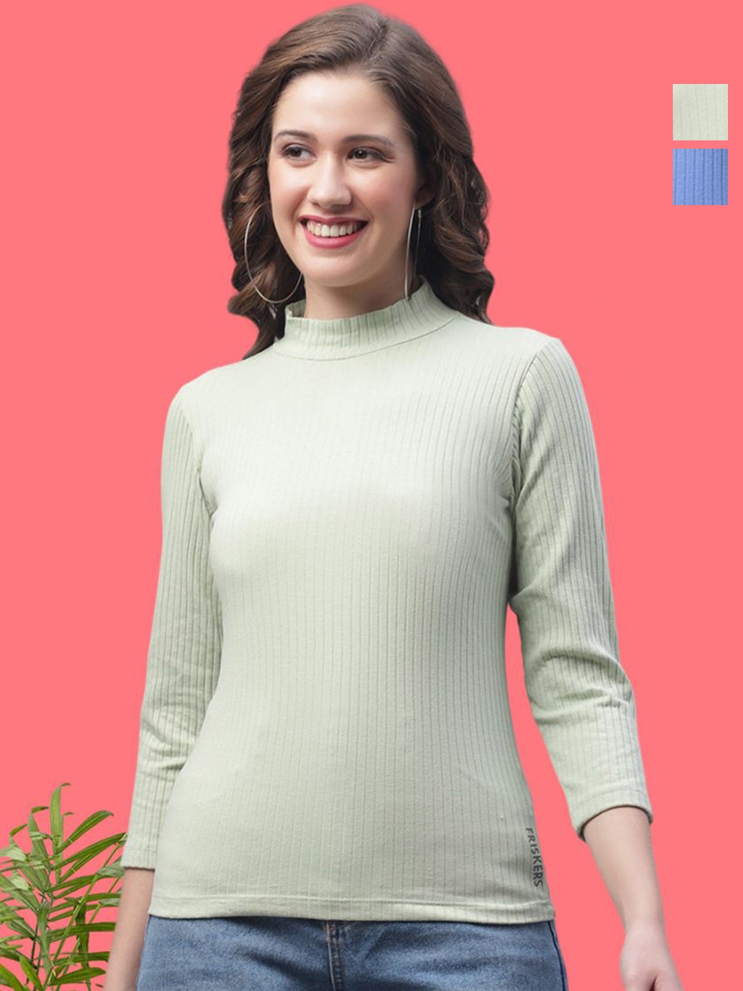 

FBAR Women Pack Of 2 Striped Fitted Top, Green
