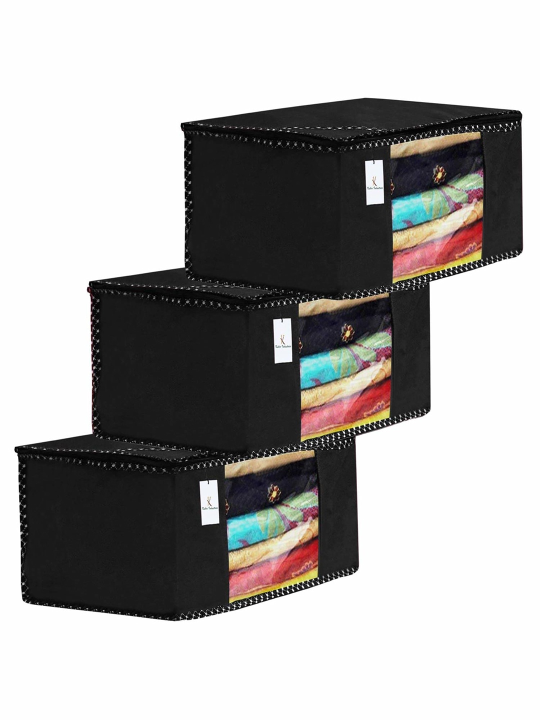 

Kuber Industries Black 3 Pieces Drawer Organisers