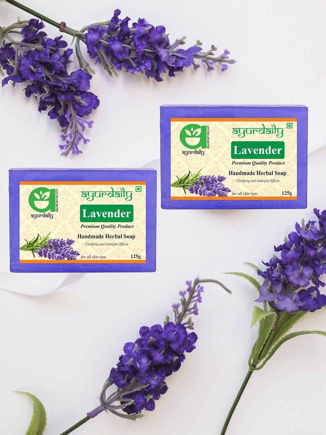 

Ayurdaily Set Of 2 Natural Pure Lavender Herbal Soap - 125 g Each