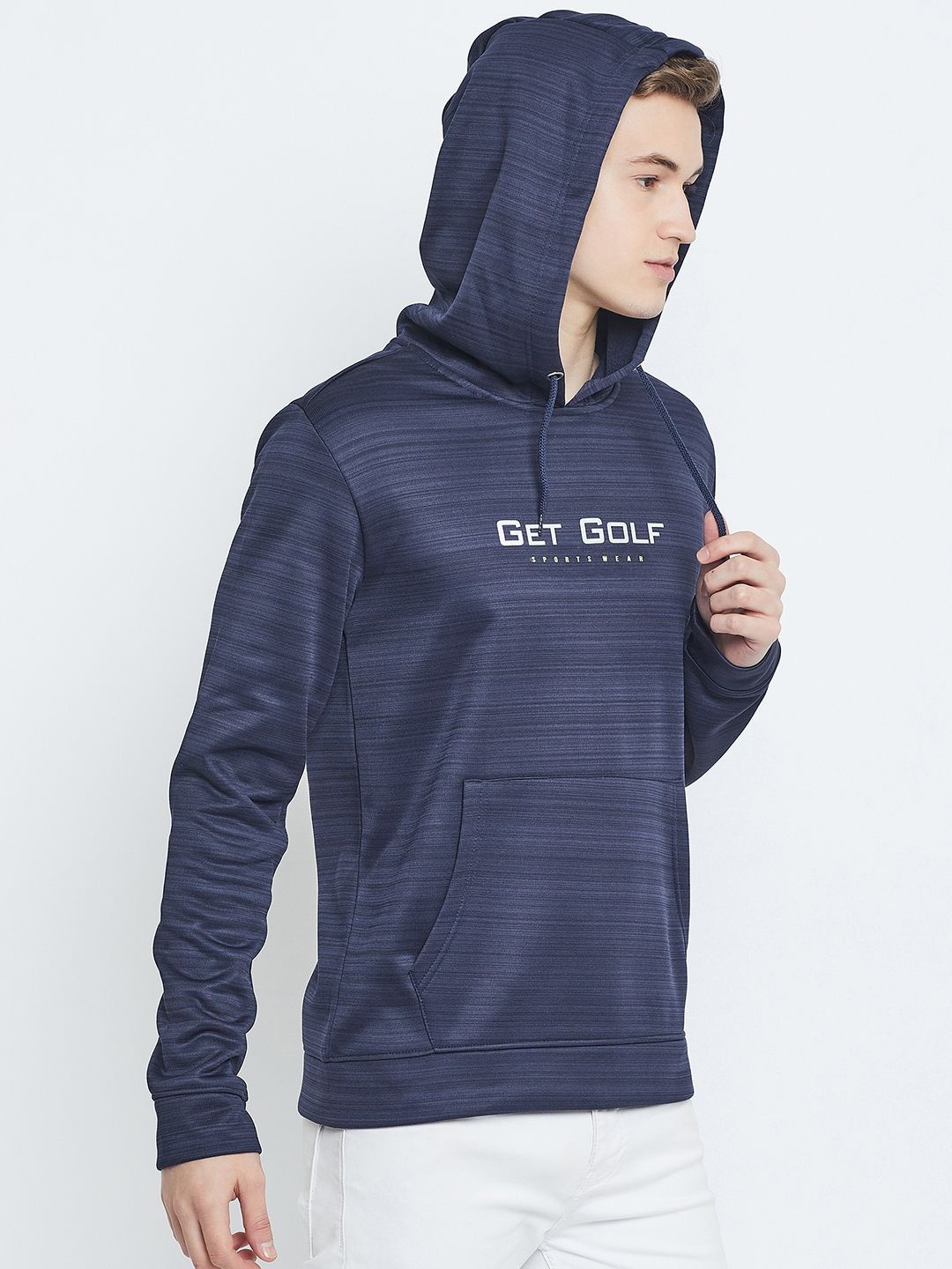 

GET GOLF Men Graphic Printed Hooded Sweatshirt, Navy blue
