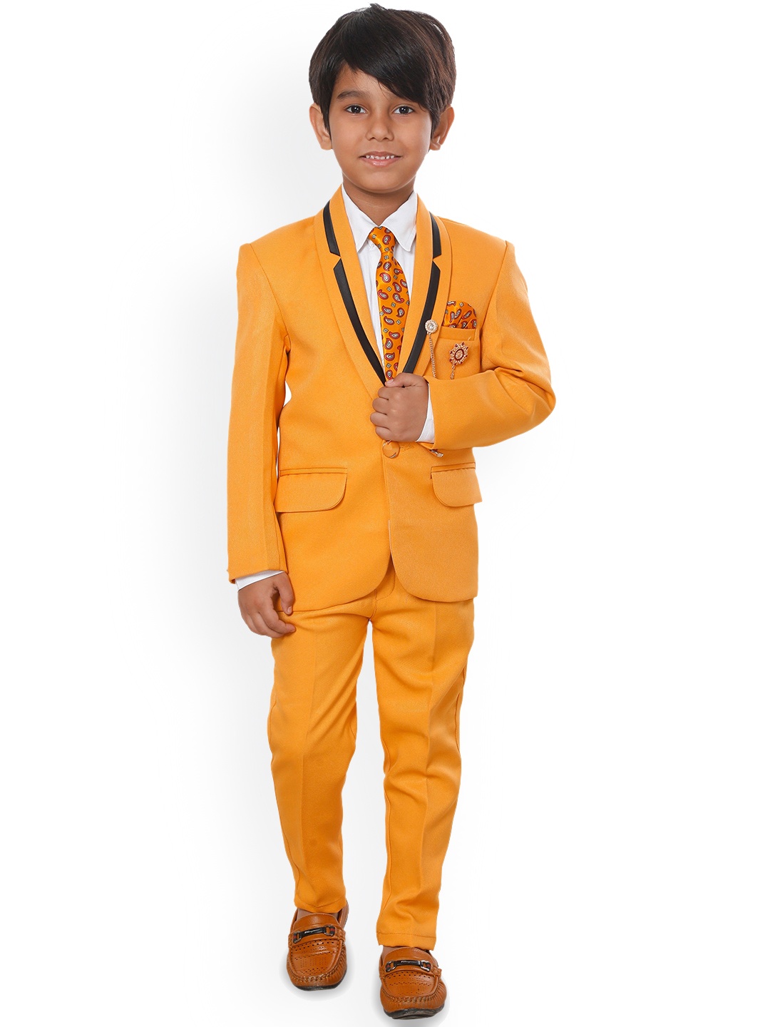 

BAESD Boys 5 Piece Single-Breasted Long Sleeves Suit, Mustard