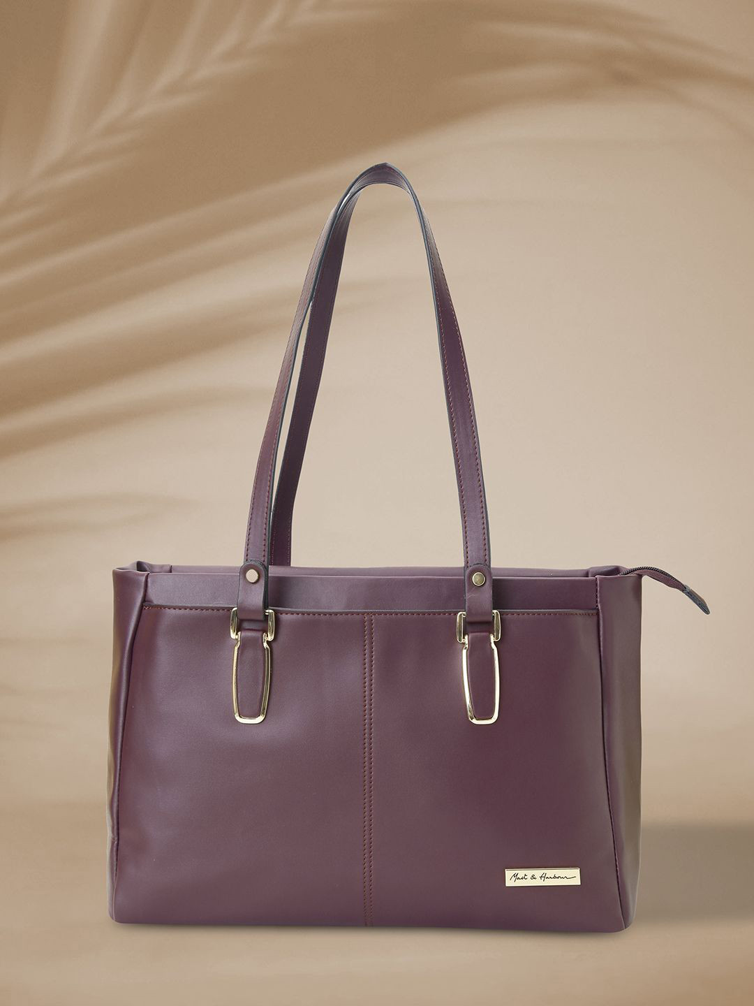

Mast & Harbour Women Solid Structured Leather Shoulder Bag, Maroon