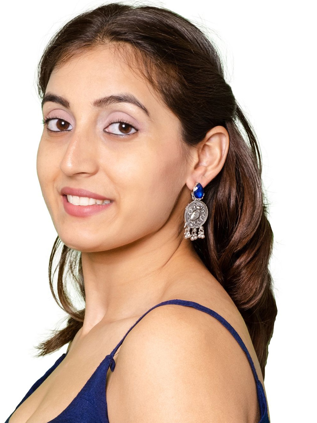 

Shining Jewel - By Shivansh Silver-Plated Contemporary Cubic Zirconia Drop Earrings