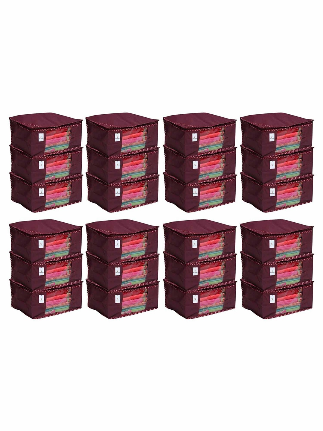 

Kuber Industries Maroon 24 Pieces Saree Organisers