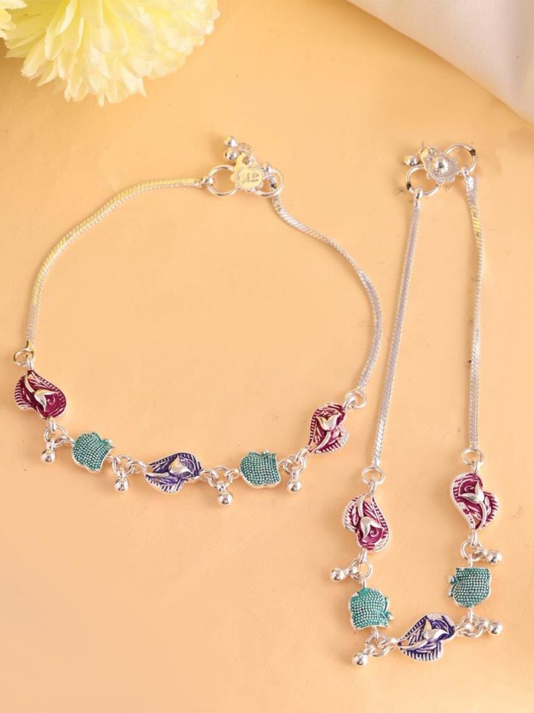 

VOJ Silver-Plated Stainless Steel Anklets