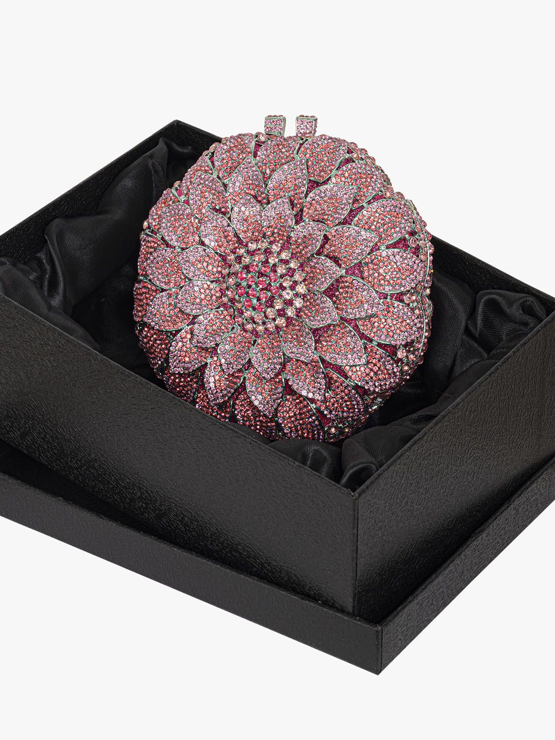 

Kazo Embellished Rhinestone Studded Flower Box Clutch, Pink