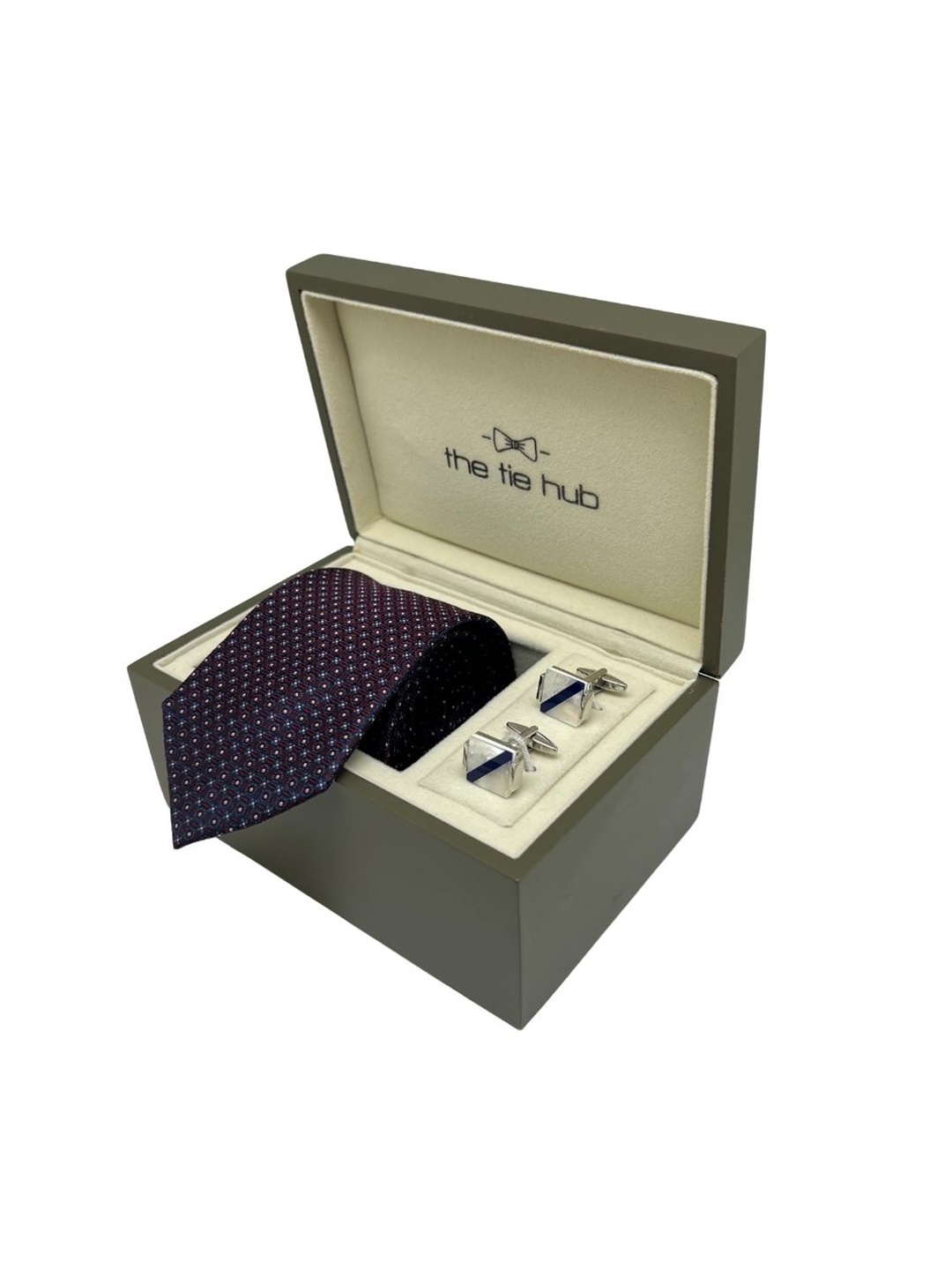 

The Tie Hub Men Tie Cufflinks Pocket Square Accessory Gift, Maroon