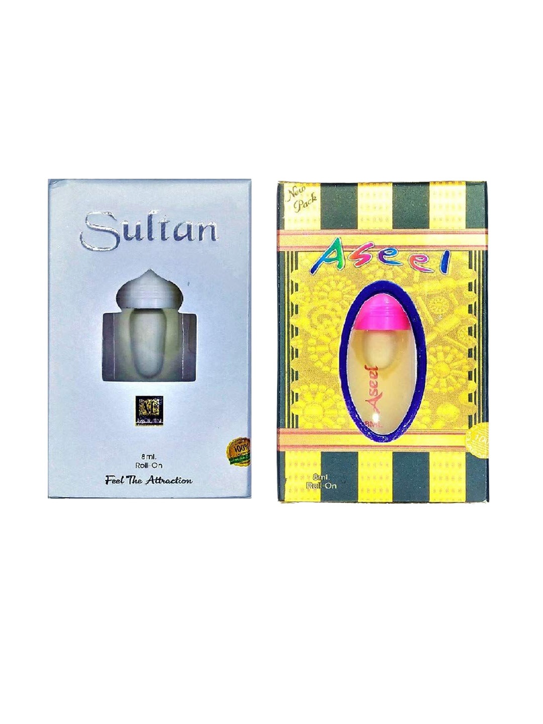 

RAVIOUR LIFESTYLE Set Of 2 Aseel & Sultan Roll On Attar - 8 ml Each, Transparent