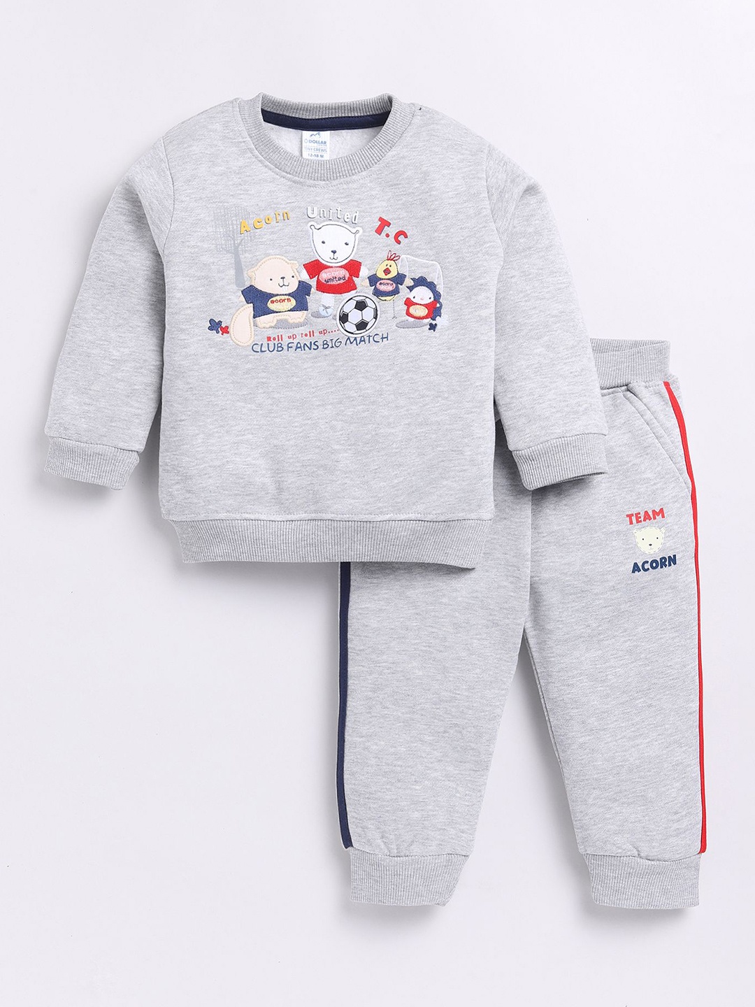 

Dollar Boys Printed Round Neck Long Sleeves Sweatshirt With Jogger, Grey