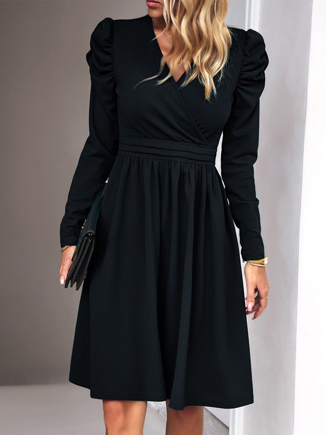 

StyleCast Women V-Neck Fit & Flare Dress, Black