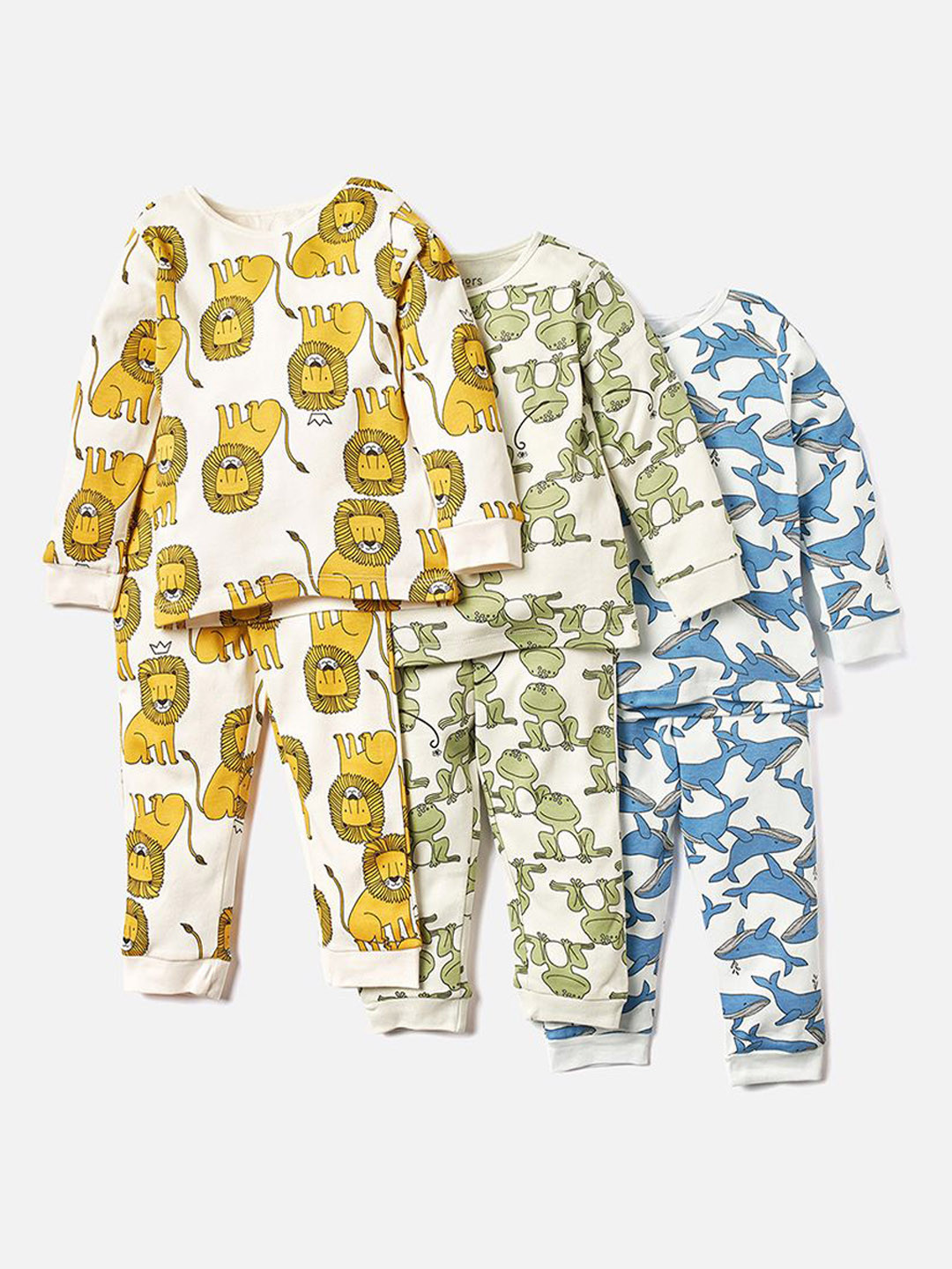 

Juniors by Babyshop Boys Set Of 3 Pure Cotton Printed Long Sleeves Night Suit, Blue