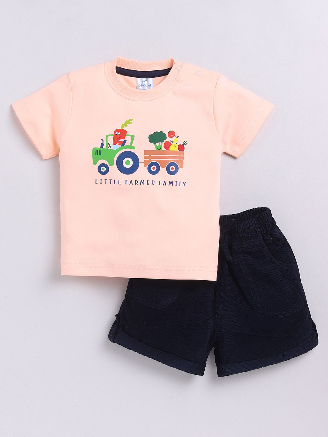 

Dollar Boys Round Neck Printed T-shirt with Shorts, Orange