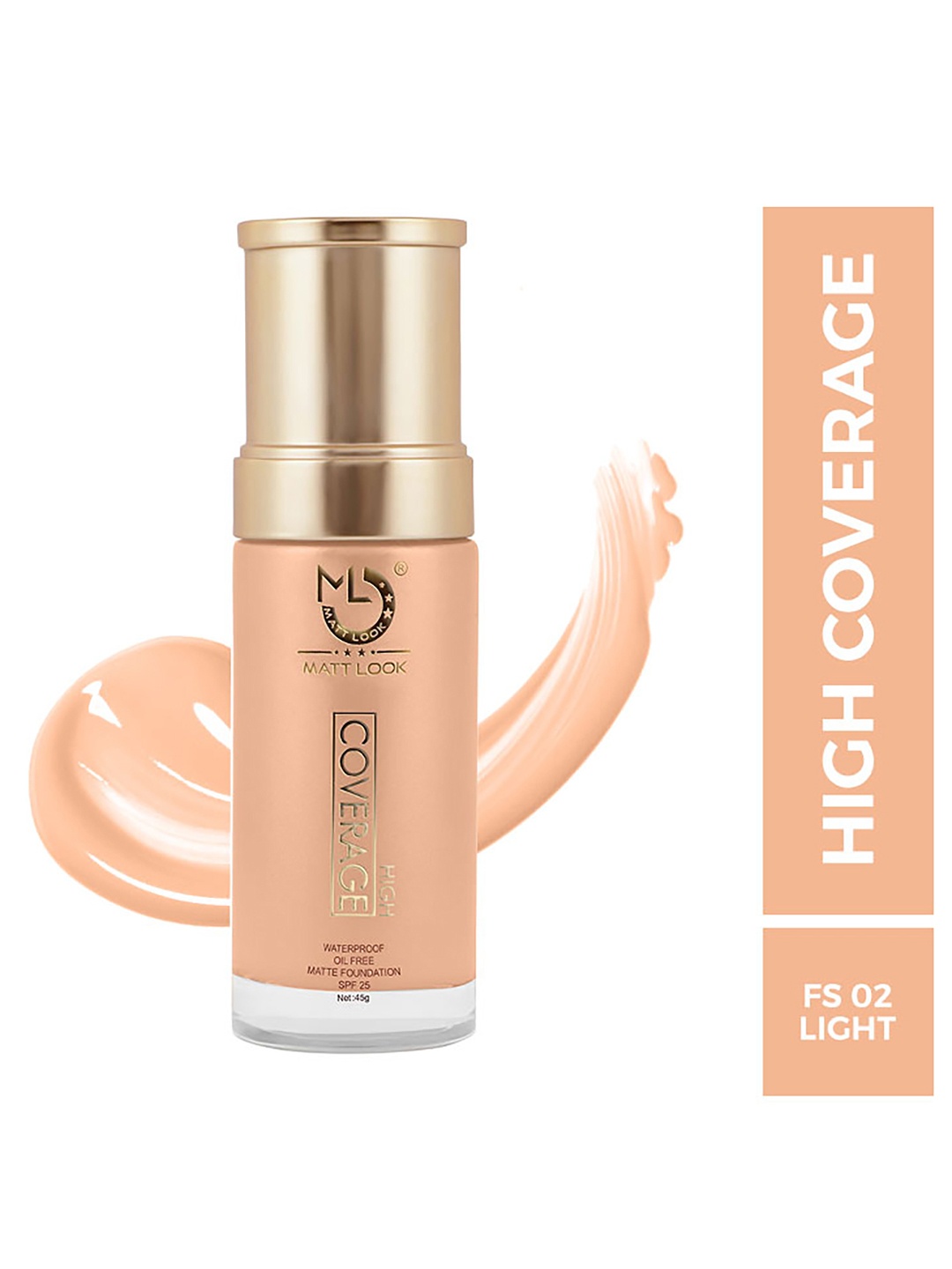 

MATTLOOK High Coverage Waterproof Oil Free Matte Foundation SPF 25 - Light, Nude