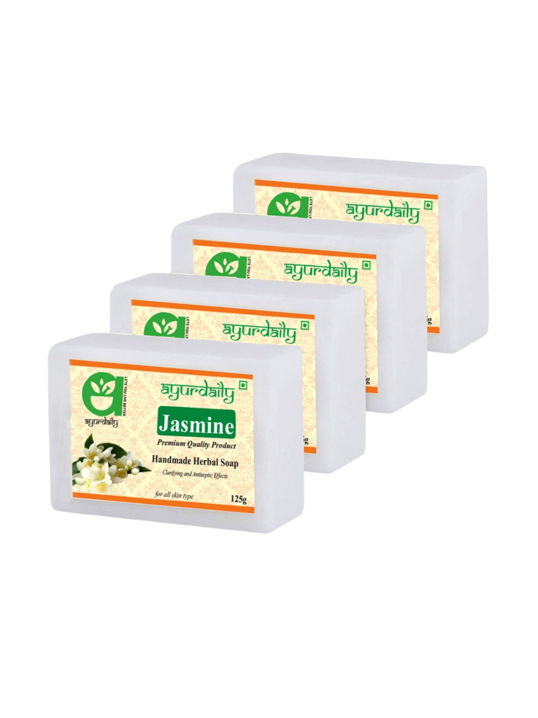 

Ayurdaily Set Of 4 Herbal Jasmine Soap- 125 g Each, Multi