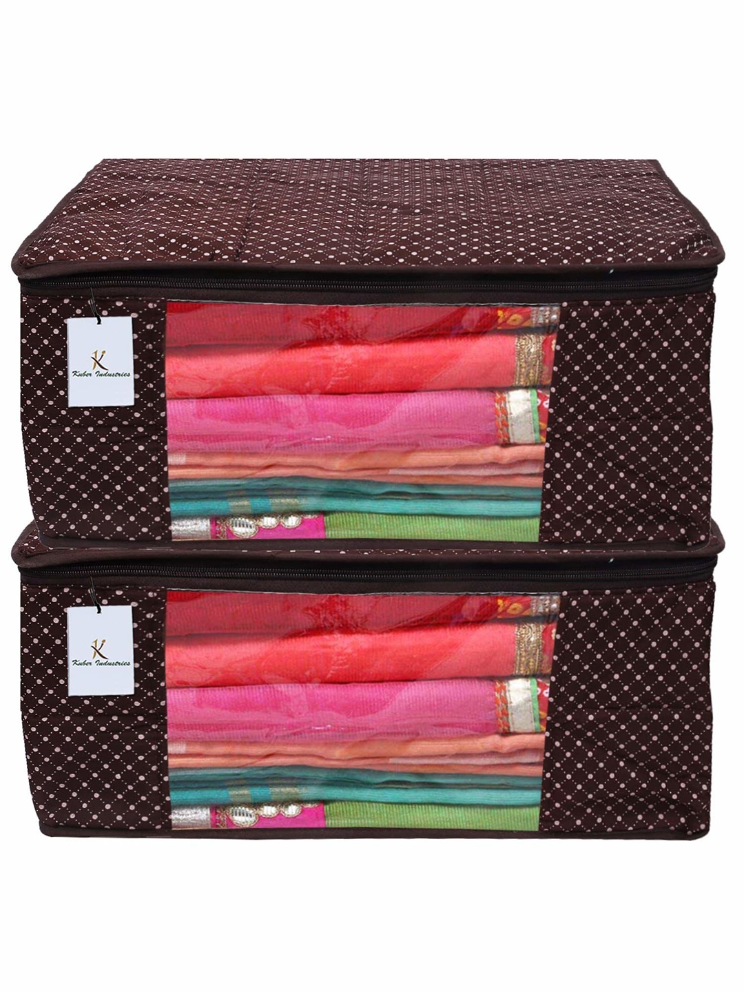 

Kuber Industries Brown 2 Pieces Cotton Multi-Utility Organisers