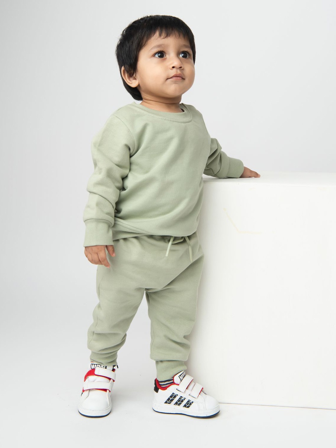 

COT & CANDY Kids Long Sleeves Round Neck Pullover Sweatshirt, Beige