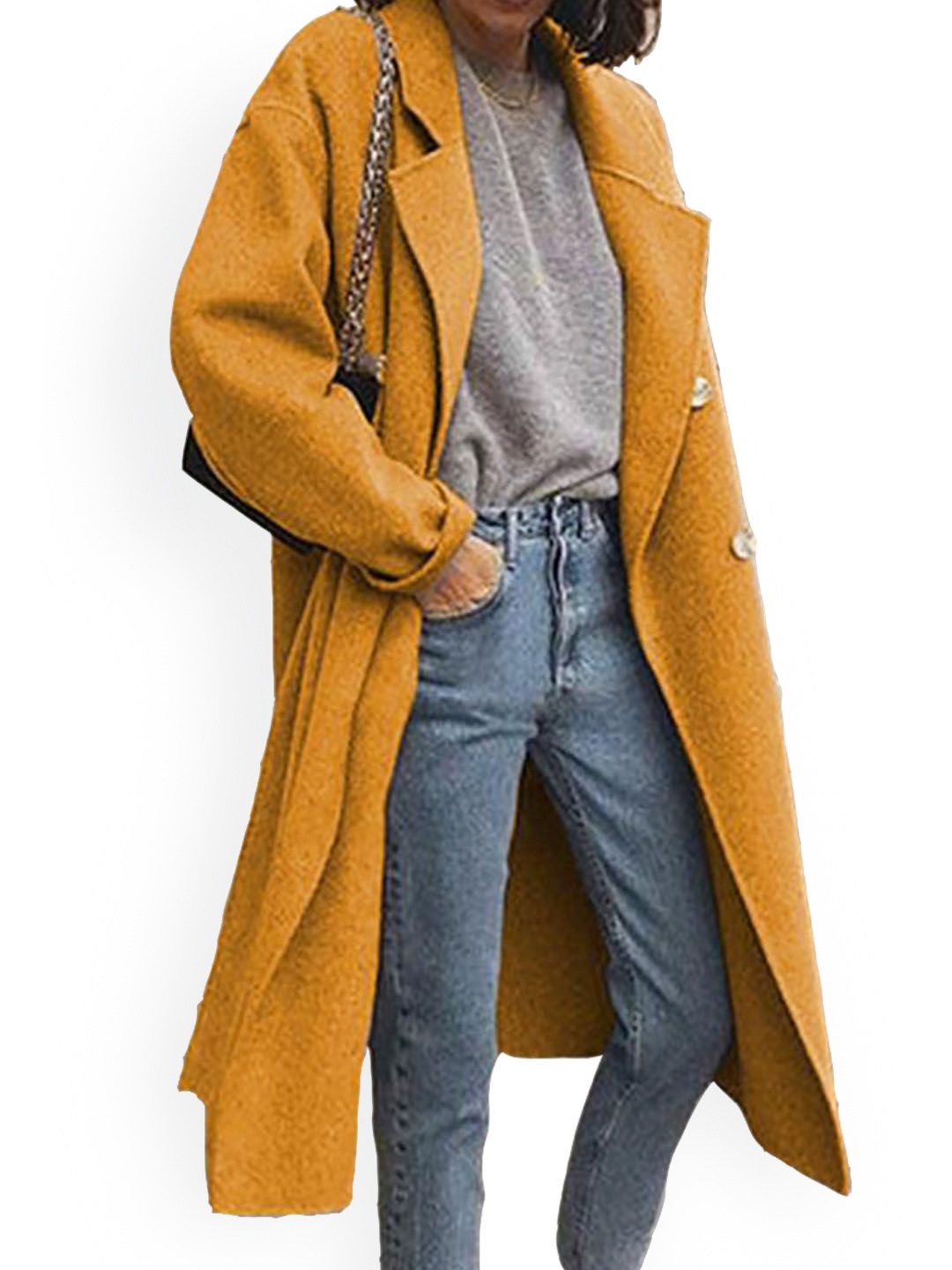 

StyleCast Women Single-Breasted Overcoat, Yellow