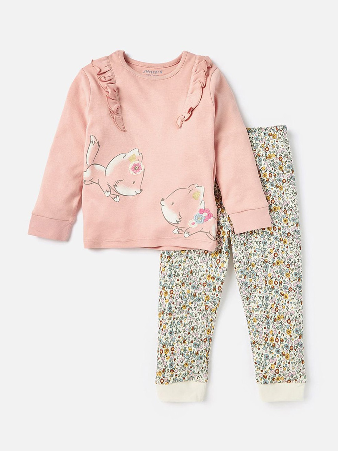 

Juniors by Babyshop Girls Printed Pure Cotton Nightsuits, Pink
