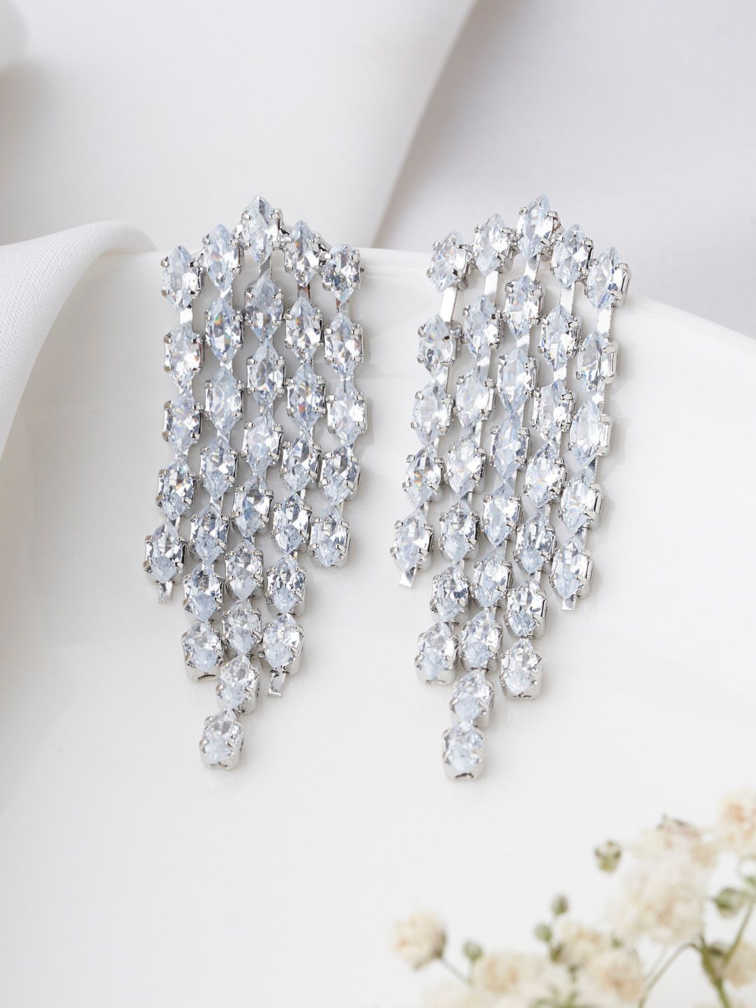 

JOKER & WITCH Silver-Plated Stone Studded Young Forever Classic Drop Earrings