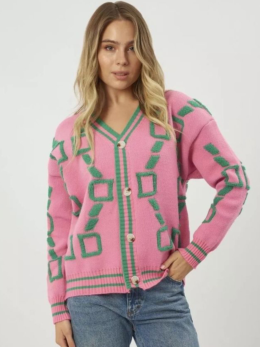 

LULU & SKY Women Embroidered Cardigan, Pink