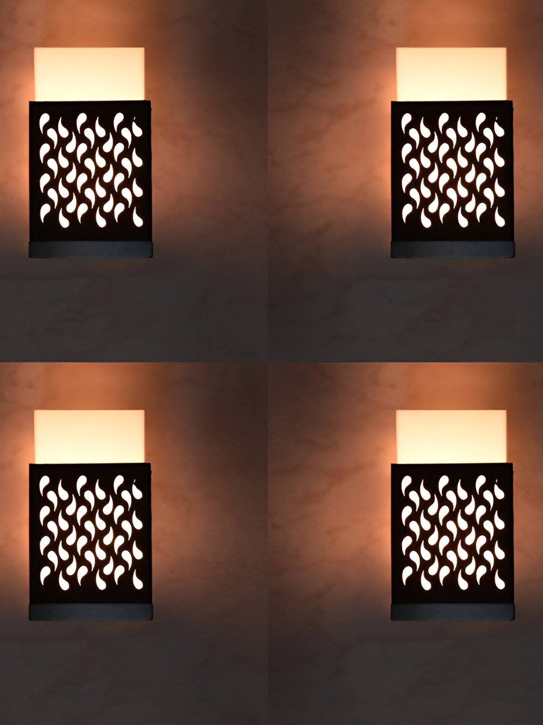 

Gojeeva Black 4 Pieces Wood Square Shaped Textured Contemporary Wall Lamp