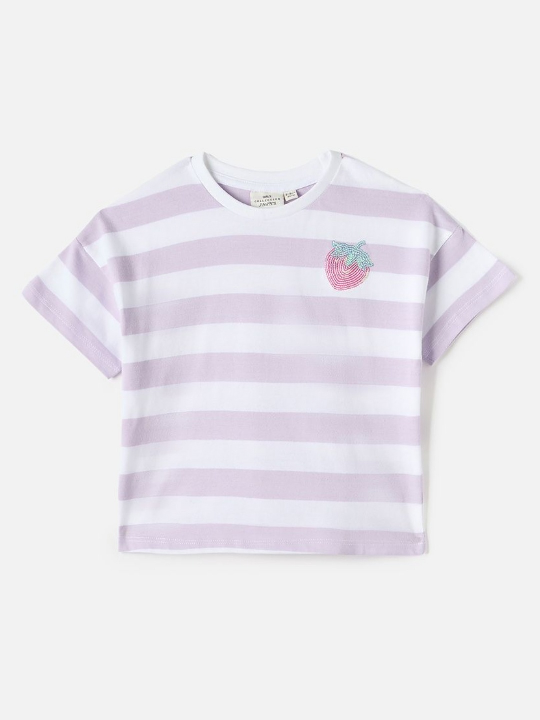 

Juniors by Babyshop Girls Striped Round Neck Cotton T-shirt, White