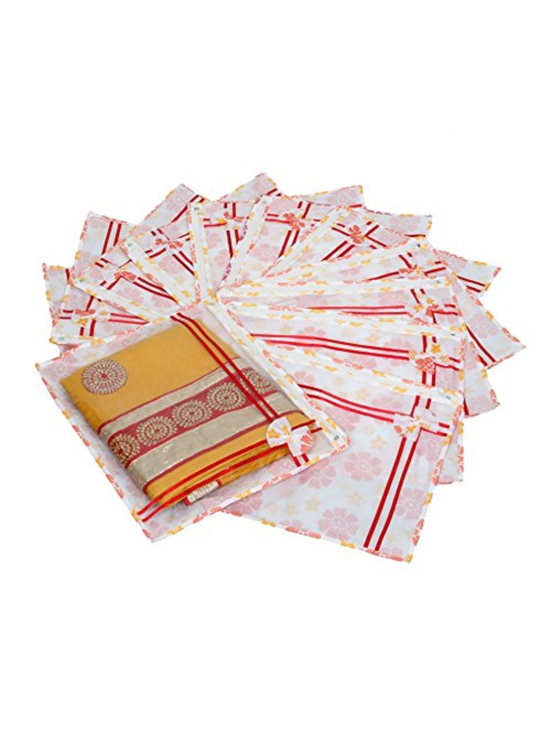 

Kuber Industries Red & Wwhite 12 Pieces Floral Printed Saree Cover Organisers