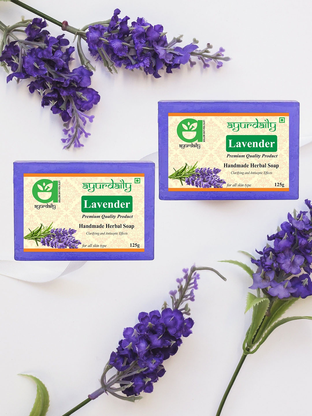 

Ayurdaily Set of 3 Pure Lavender Bath Soap - 125 g, Blue