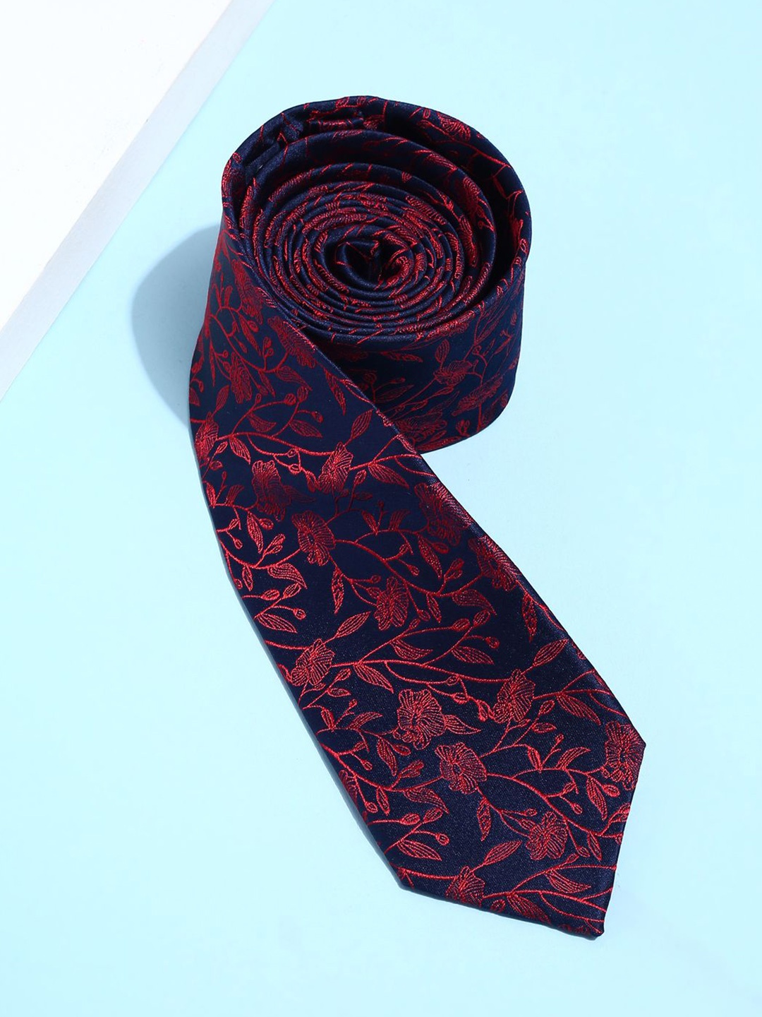 

Peter England Men Printed Skinny Tie, Navy blue