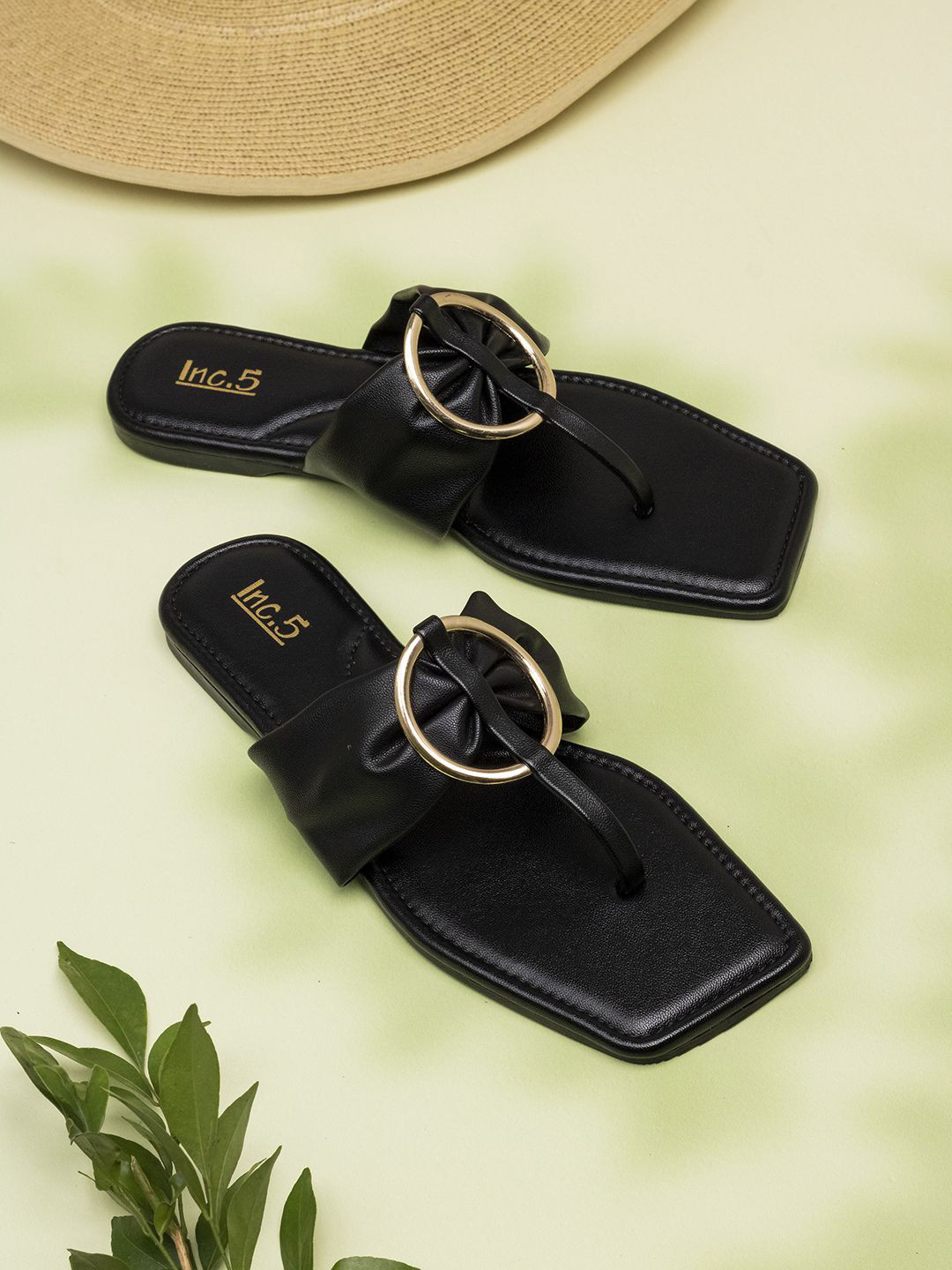 

Inc 5 Women Buckles T-Strap Flats, Black