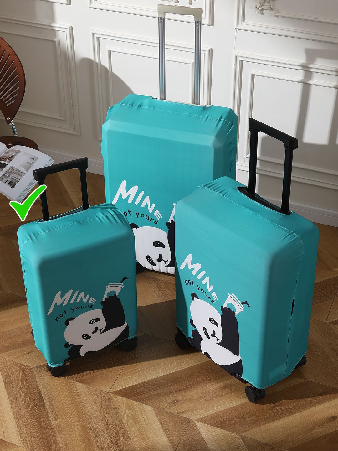 

HOKIPO Graphic Playful Panda Printed Small Trolley Suitcase Cover, Blue
